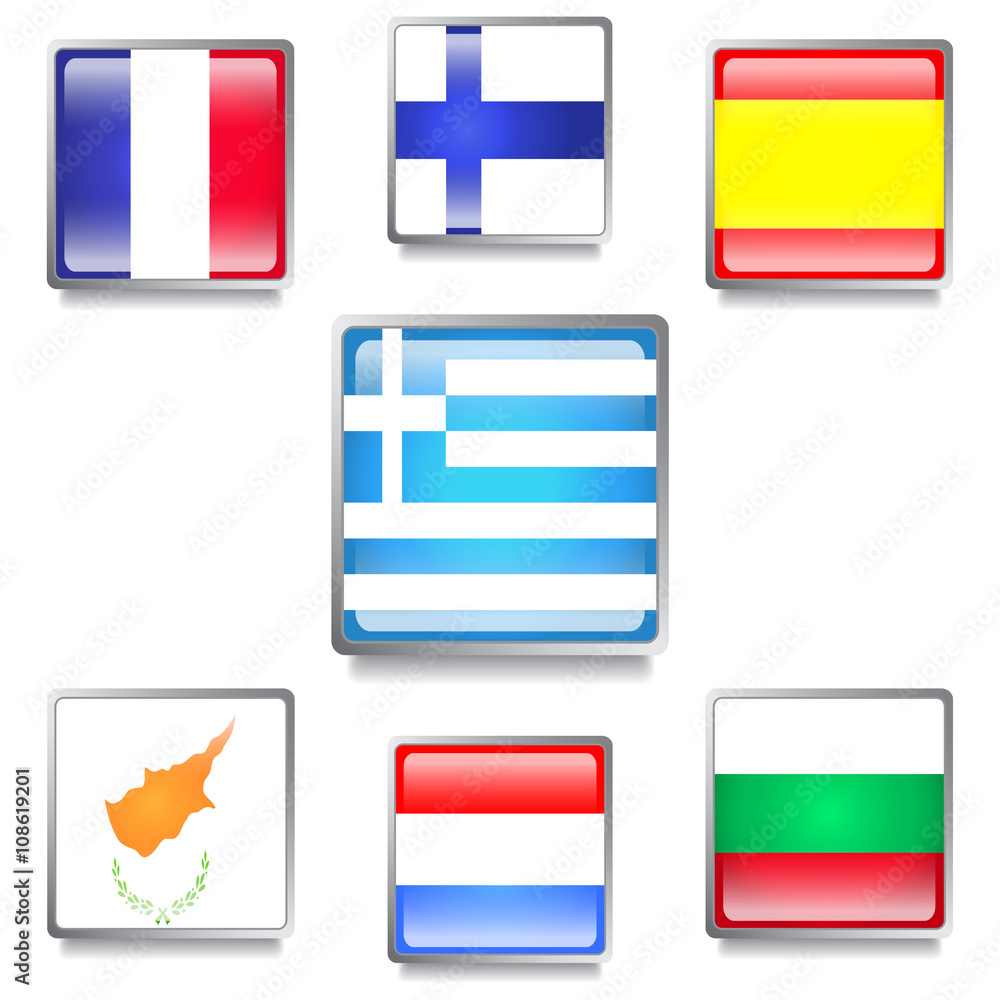 Fototapeta premium European Countries Flags Made as Web Buttons