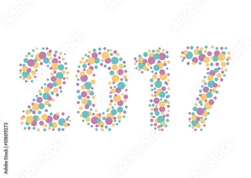 The word 2017. Vector banner with the text with circles colored