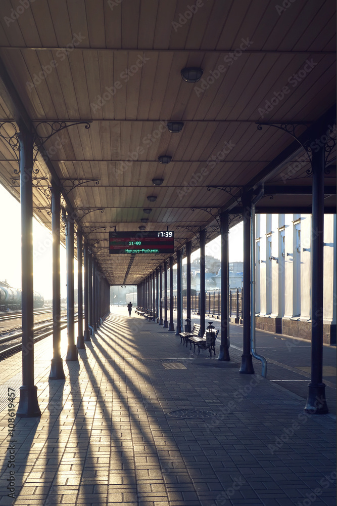 The platform at the railway station in the city of Rybinsk. The platform at the railway station in the city of Rybinsk.