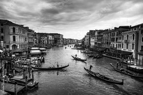 Beautiful view of traditional Gondola on famous Canal Grande 
