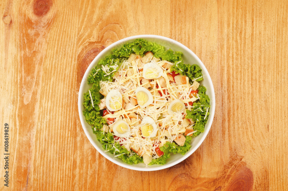 Fresh salad with chicken breast, cheese and eggs Fresh salad with chicken breast, cheese and eggs