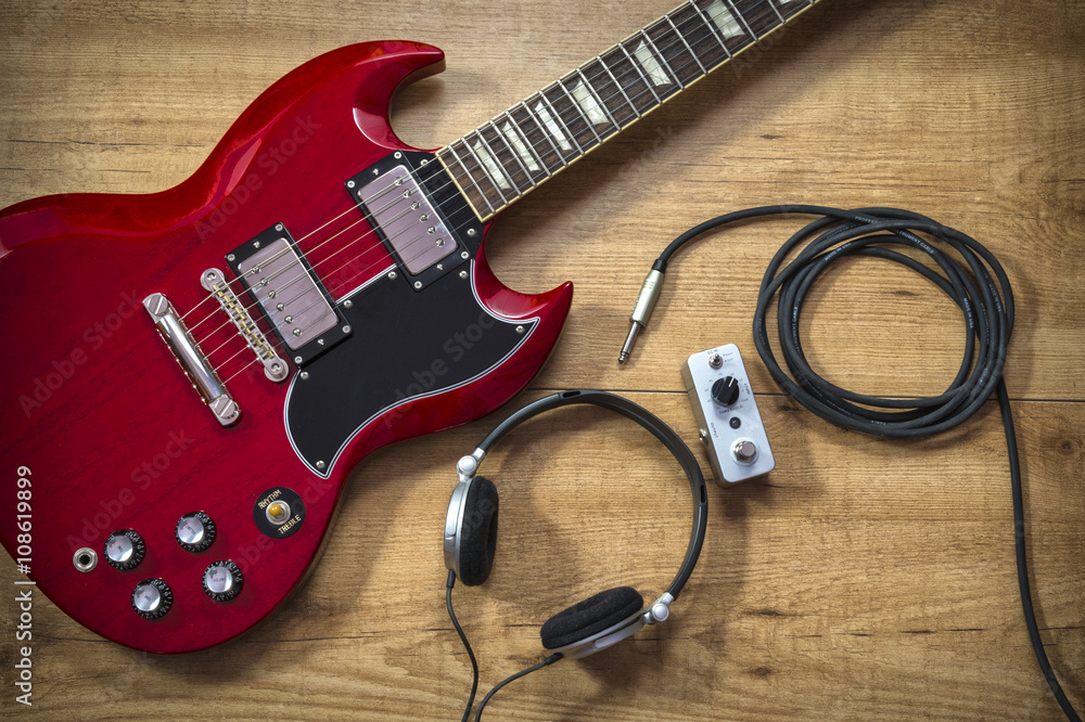 Fototapeta premium Guitarra eléctrica y accesorios