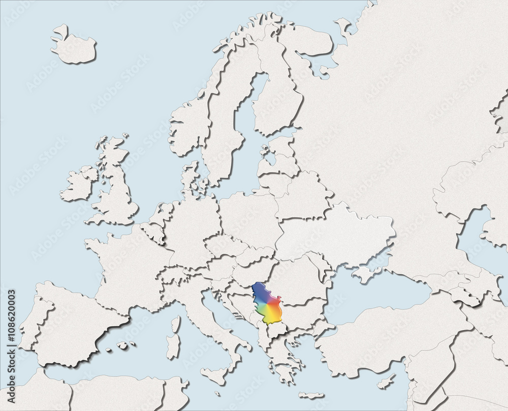 Mappa EU bianca e colore Serbia