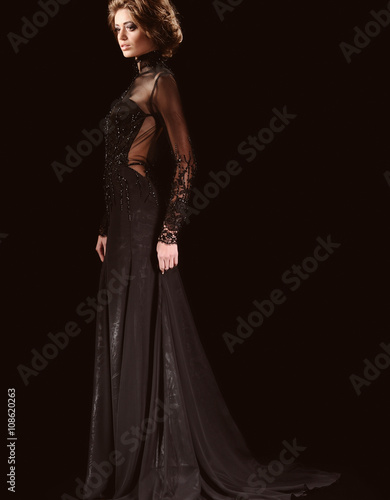Portrait of Beautiful Woman black  Dress