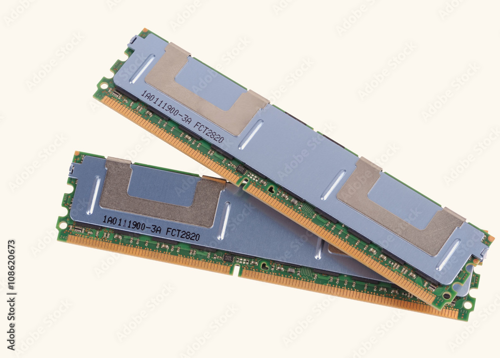 Computer memory modules on the white background Computer memory modules on the white background
