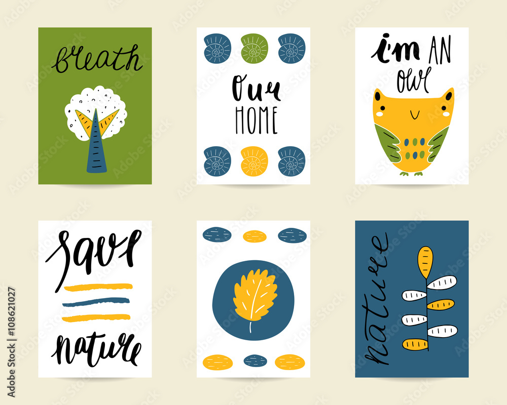 Fototapeta premium Cute hand drawn doodle postcards