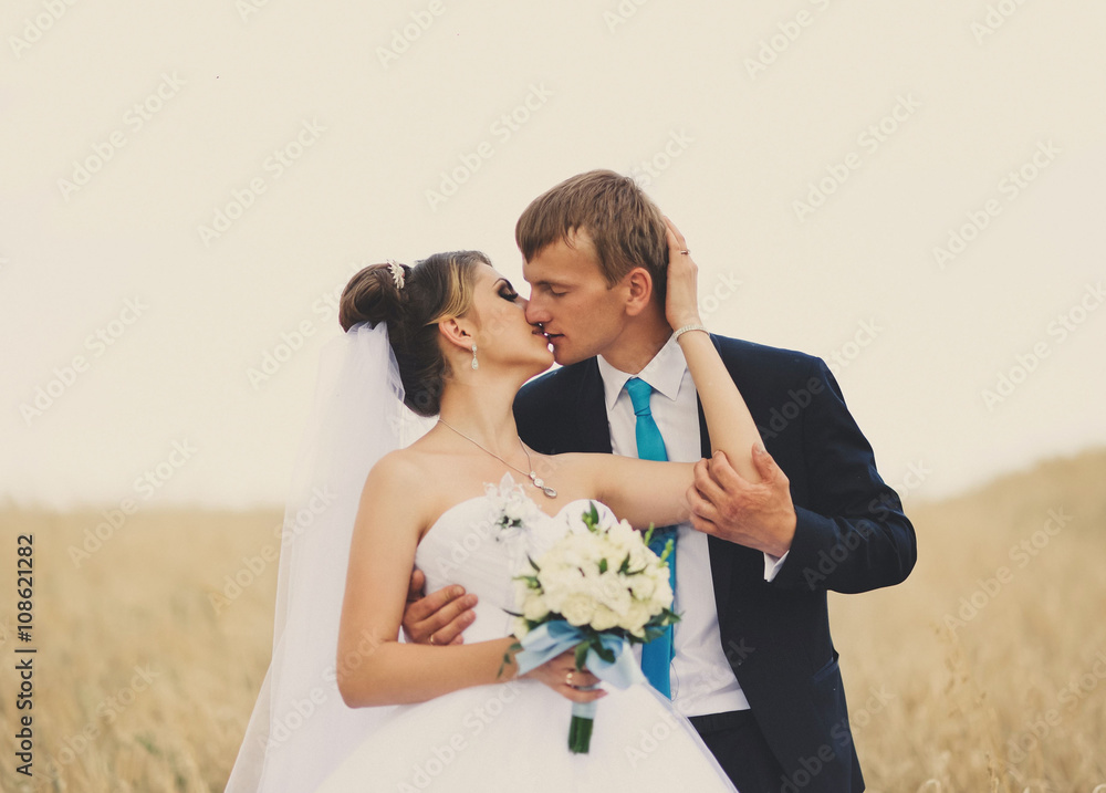 Happy bride and groom on their wedding Happy bride and groom on their wedding