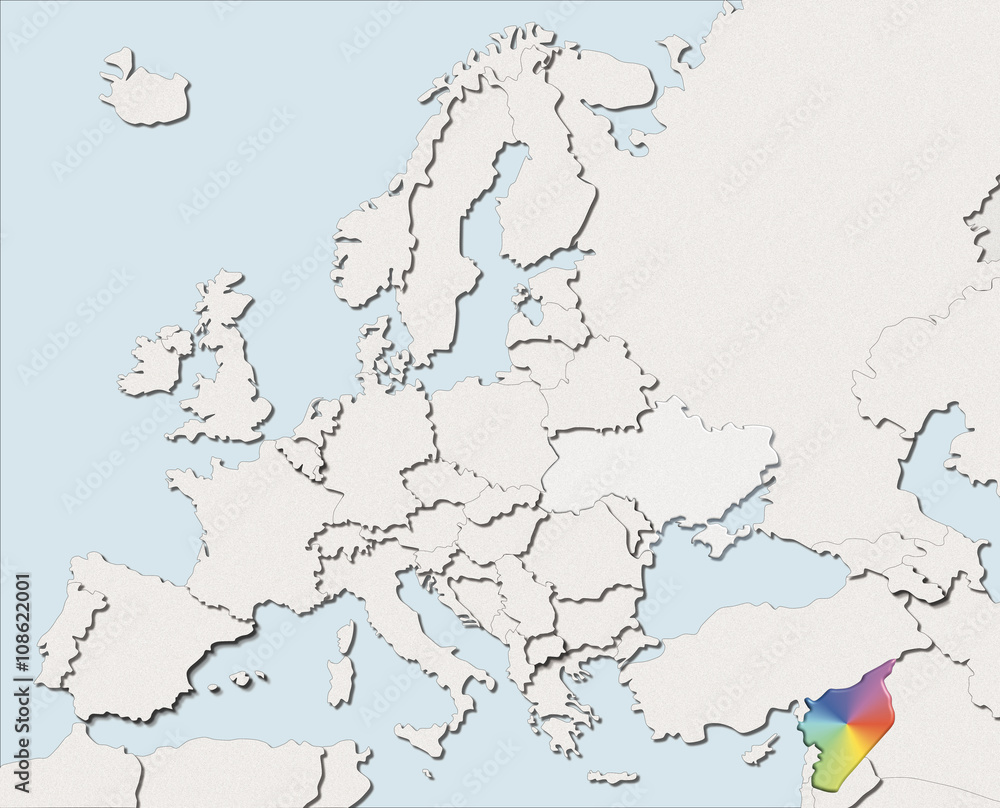 Mappa EU bianca e colore Syria Mappa EU bianca e colore Syria
