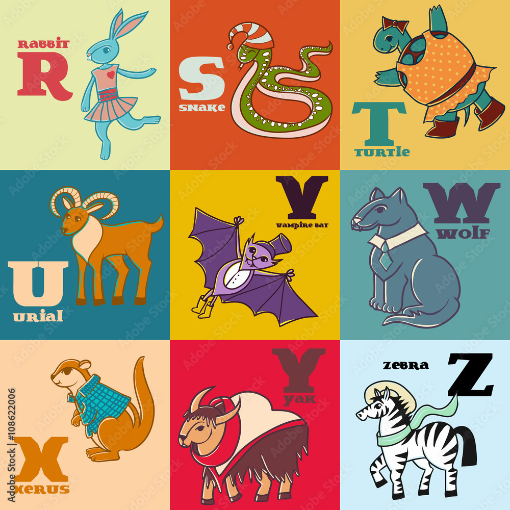 Obraz premium Part of animal alphabet