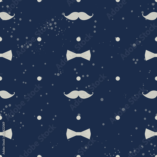 Tile vector pattern set with mustache, polka dots and bows