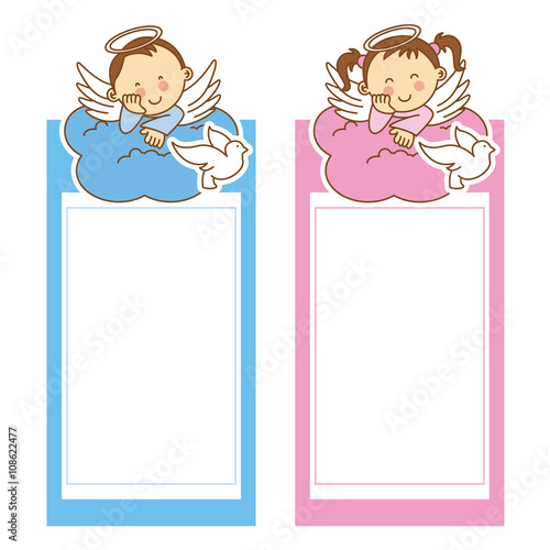 christening girl and boy. space for text