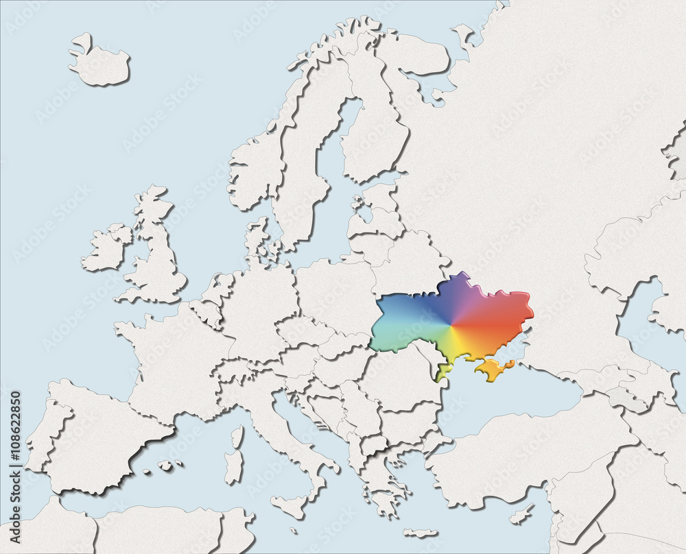 Obraz premium Mappa EU bianca e colore Ukraine