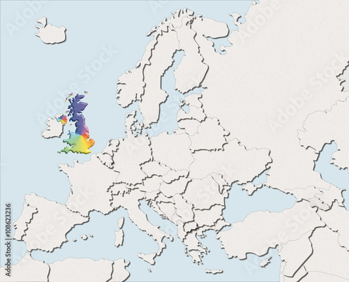 Mappa EU bianca e colore United Kingdom