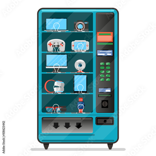 Vector vending machine with electronic devices, gadgets