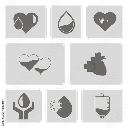 monochrome set with Charity and donation icons for your design