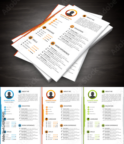 Resume.File contains text editable AI, EPS10,JPEG and free font link.