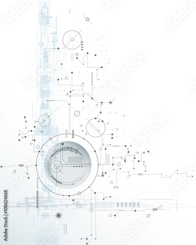 Vector illustration circuit board, Hi-tech digital technology and engineering, digital telecoms technology concept. Abstract futuristic on light blue color background