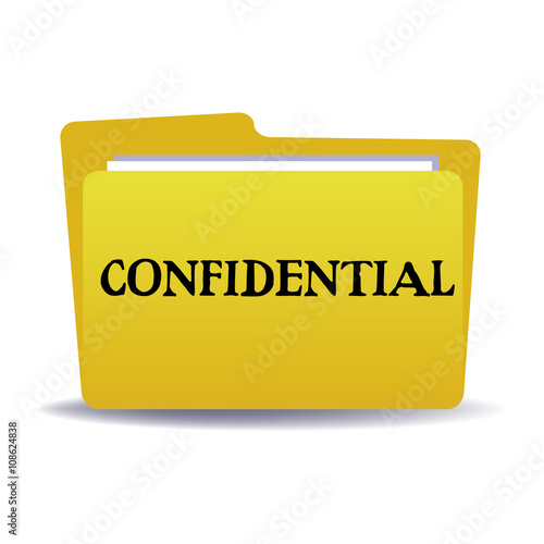 Isolated yellow folder with the text confidential written with black letters