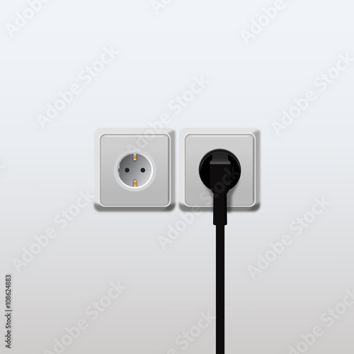 Realistic Vector, Power socket with cable plugged