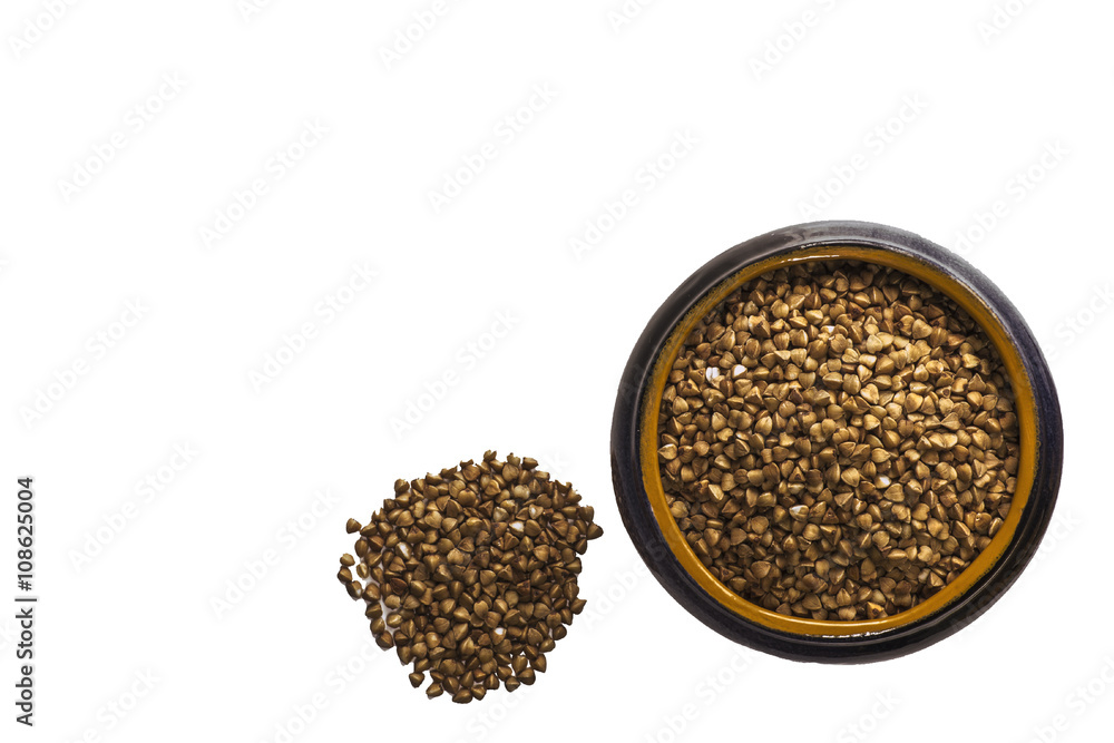 Clay saucepan with buckwheat groats Clay saucepan with buckwheat groats