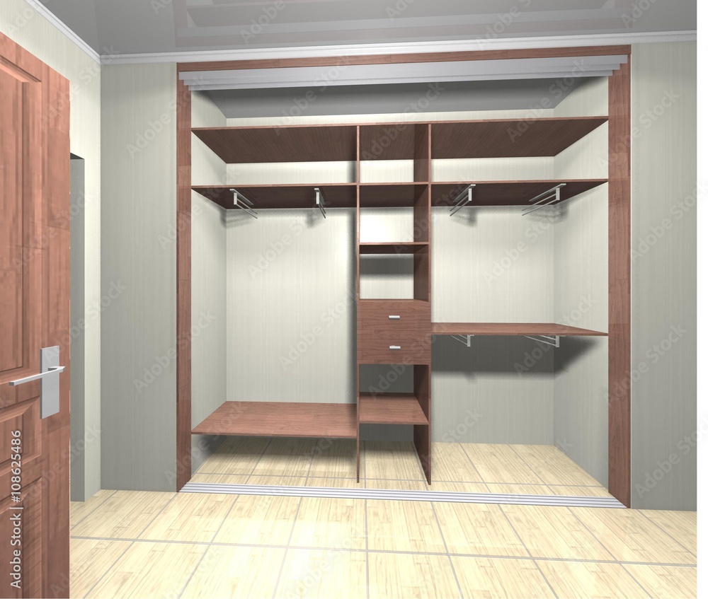 Fototapeta premium internal filling wardrobe with sliding doors 3D render