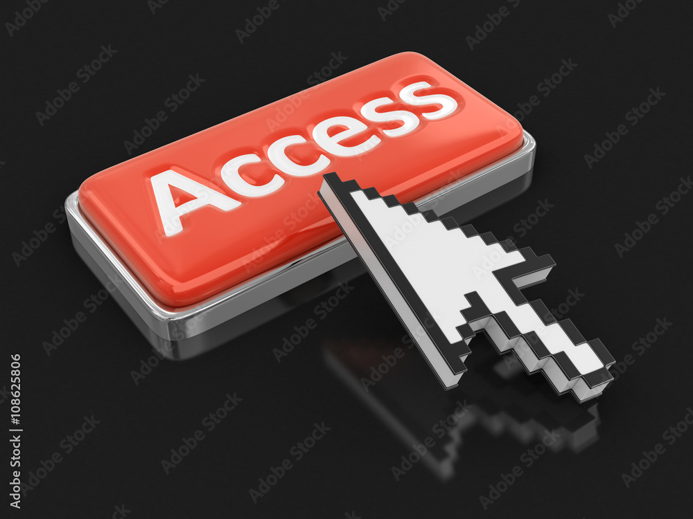 Cursor and button access. Image with clipping path Cursor and button access. Image with clipping path