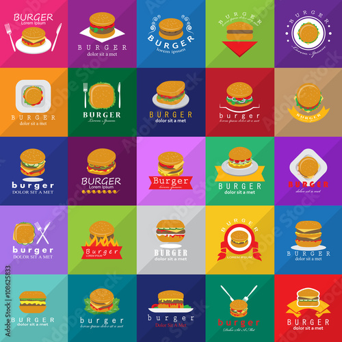 Burger Icons Set-Isolated On Mosaic Background-Vector Illustration,Graphic Design.Food Concept 