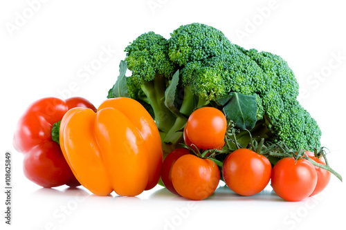 Fresh vegetables, broccoli, pepper and tomatoes