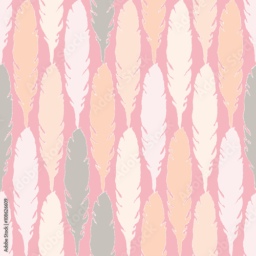 Seamless vector background with decorative feathers. Cloth design, wallpaper.