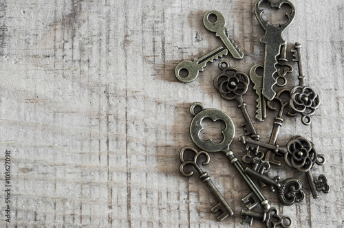 antique keys on vintage background