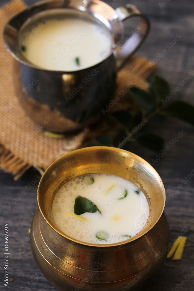Spiced buttermilk, selective focus Spiced buttermilk, selective focus