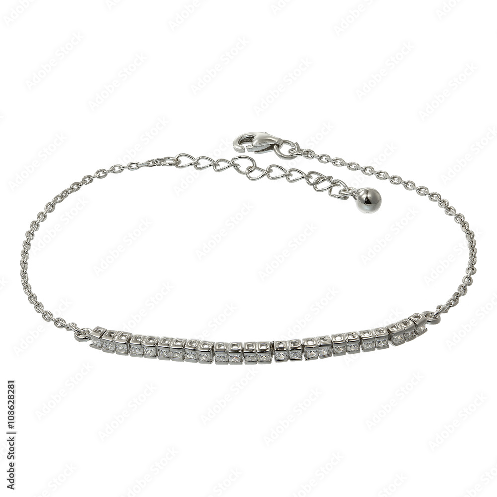 Fototapeta premium Silver bracelets on white