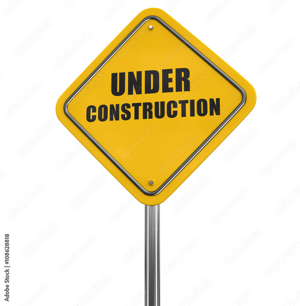 Under construction road sign. Image with clipping path