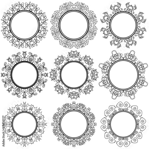 Circle Geometric Ornaments. Emblems and Badges