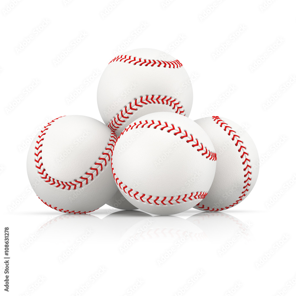 A few baseball balls stacked at pyramid. 3D illustration. A few baseball balls stacked at pyramid. 3D illustration.