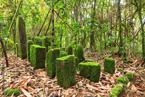 Betsileo memorial stones in Ranomafana National Park, Madagascar photo