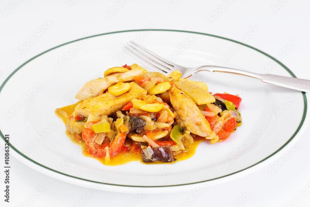 Chicken with Cashew Nuts, Vegetables and Soy Sauce. Asian Cuisin Chicken with Cashew Nuts, Vegetables and Soy Sauce. Asian Cuisin