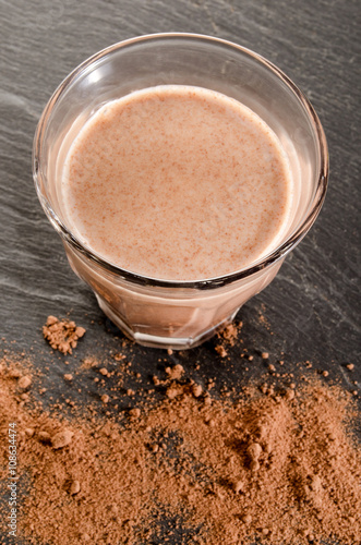 cold milk with cocoa in a glass