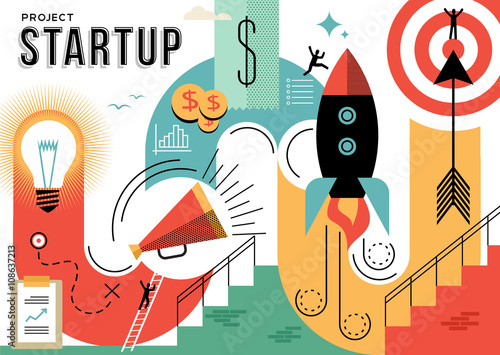 Startup business project concept illustration