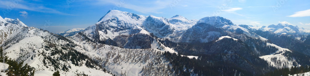 panorama view on snow-capped alps