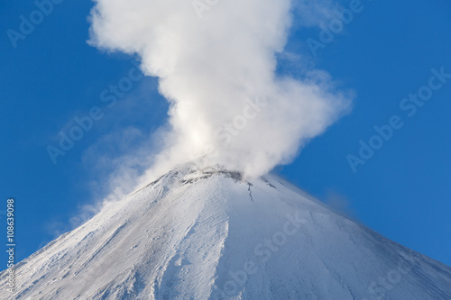 Winter view of top of volcanic eruption