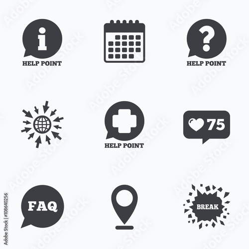 Help point icons. Question, information symbol.