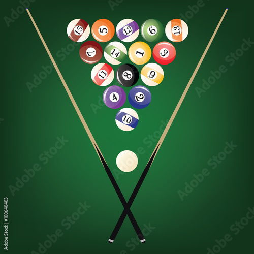Vector billiard elements set realistic illustrations