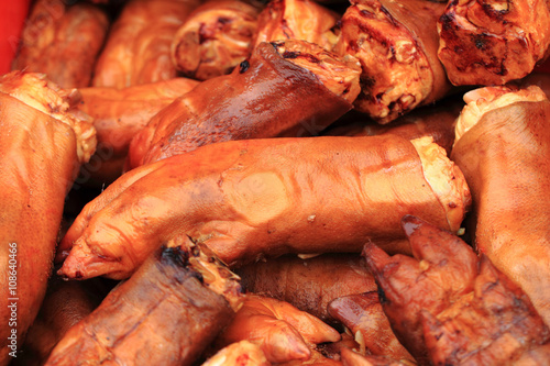 Canvas Print smoked pig legs texture