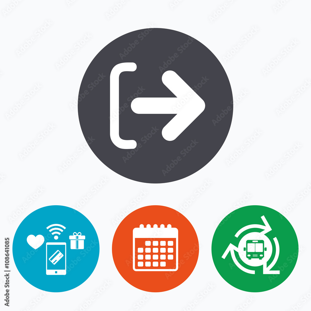 Logout sign icon. Log out symbol. Arrow. Logout sign icon. Log out symbol. Arrow.