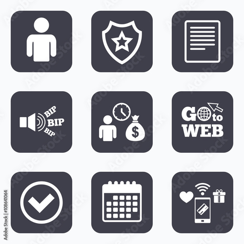 Bank loans icons. Fill document and get money.