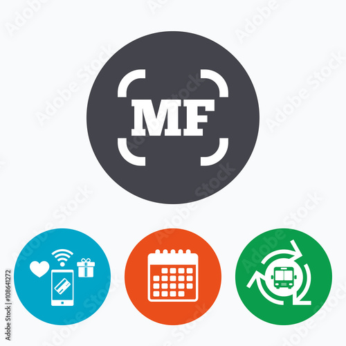 Manual focus photo camera sign icon. MF Settings © blankstock