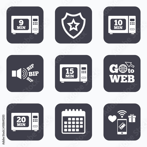 Microwave oven icons. Cook in electric stove.