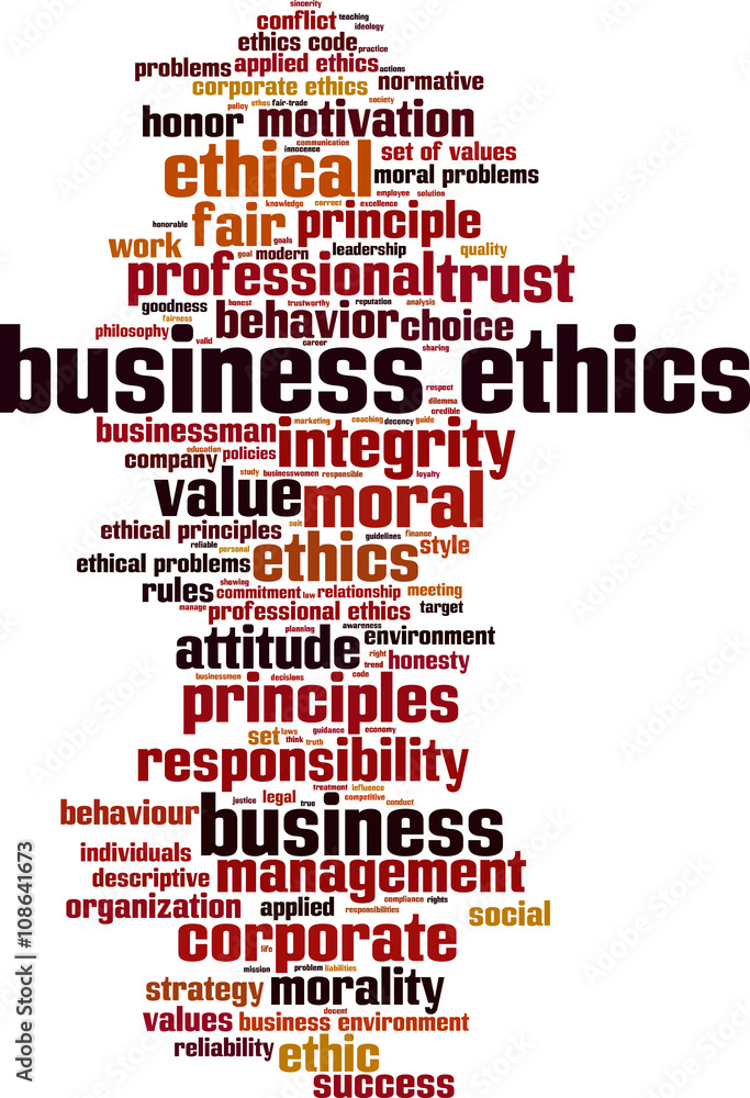 Business ethics word cloud concept. Vector illustration