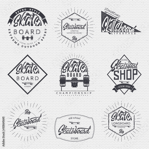 Skateboard - insignia, badge, label, sign, print, stamp, can be used in the design